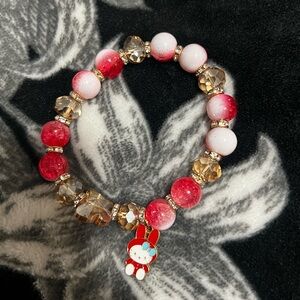 🎄5/$25 Handmade Beaded Bracelet with Helly Kitty